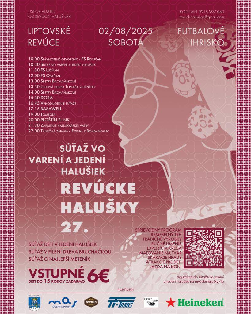 Príď si vychutnať deň plný tradícií, súťaží a zábavy na futbalové ihrisko v Liptovských Revúcach. Čaká ťa pestrý program od rána do večera – a halušky, ako ich (možno) ešte nepoznáš