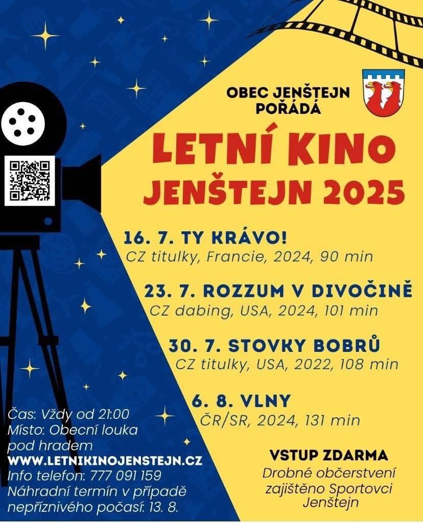 📽️LETNÍ KINO JENŠTEJN DNES📽️ Večer už pršet nemá a tak platí termín na plakátech a startujeme dnes filmem Ty krávo (cz titulky, Francie 2024) Občerstvení u Spolek sportovců Jenštejn jako vždy bude v provozu🍻🥂🌭