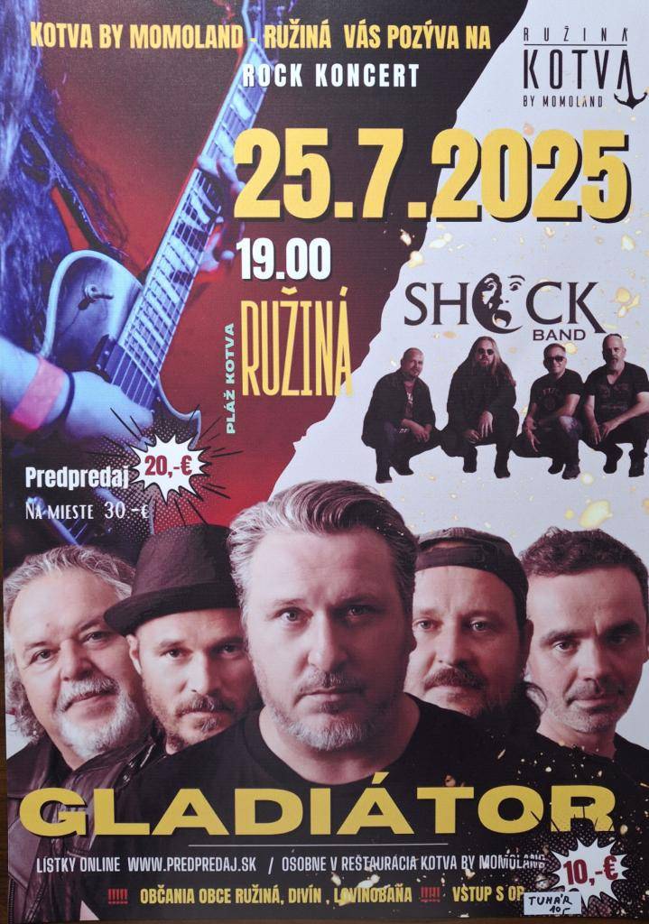 Kotva by Momoland - Ružiná Vás pozýva na rockový koncert dňa 25.07.2025.