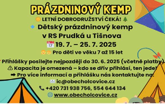 Uvolnila se 2 místa na letošní Naučný kemp, který se uskuteční od této soboty 19.7.2025 do 25.7.2025. V případě zájmu volejte na tel. 731 938 756.
