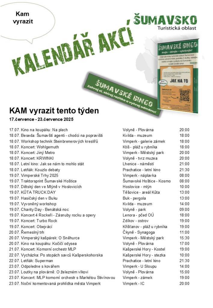 Kalendář akcí pro 29. týden 2025