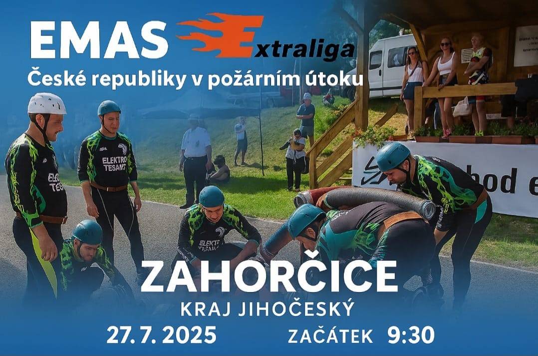 V neděli 27. července 2025 v 9:30 opět ožije zahorčické hřiště a přivítá další ročník EMAS EXTRALIGY v požárním útoku.    PŘIJĎTE SE PODÍVAT