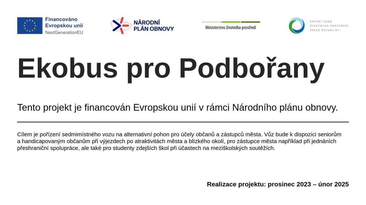 Předmětem projektu je pořízení nového, sedmimístného Ekomobilu, který bude určen pro sociální účely.