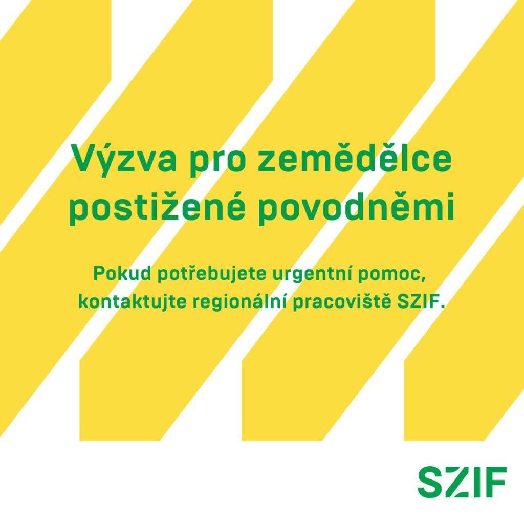 Pokud potřebujete urgentní pomoc, kontaktujte regionální pracoviště SZIF.   Pokud patříte mezi zemědělské podniky a farmy, které zasáhly povodně, ozvěte se prosím obratem příslušnému regionálnímu pracovišti SZIF