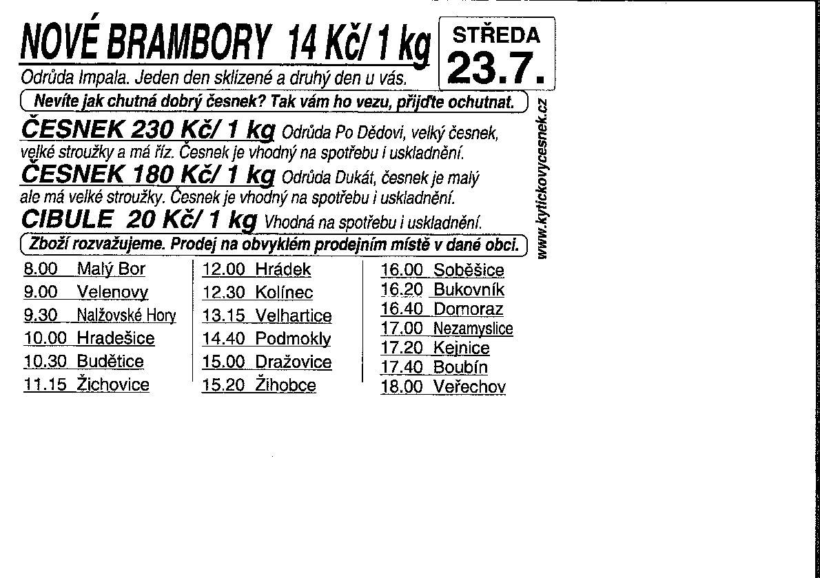 středa 23.7.2025 ve 14.40 hod.