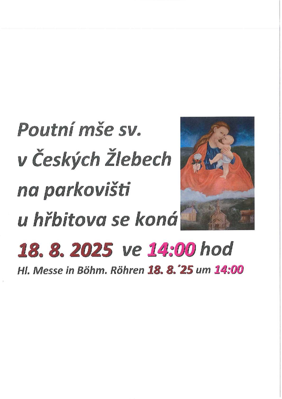 Poutní mše svatá v Českých Žlebech
