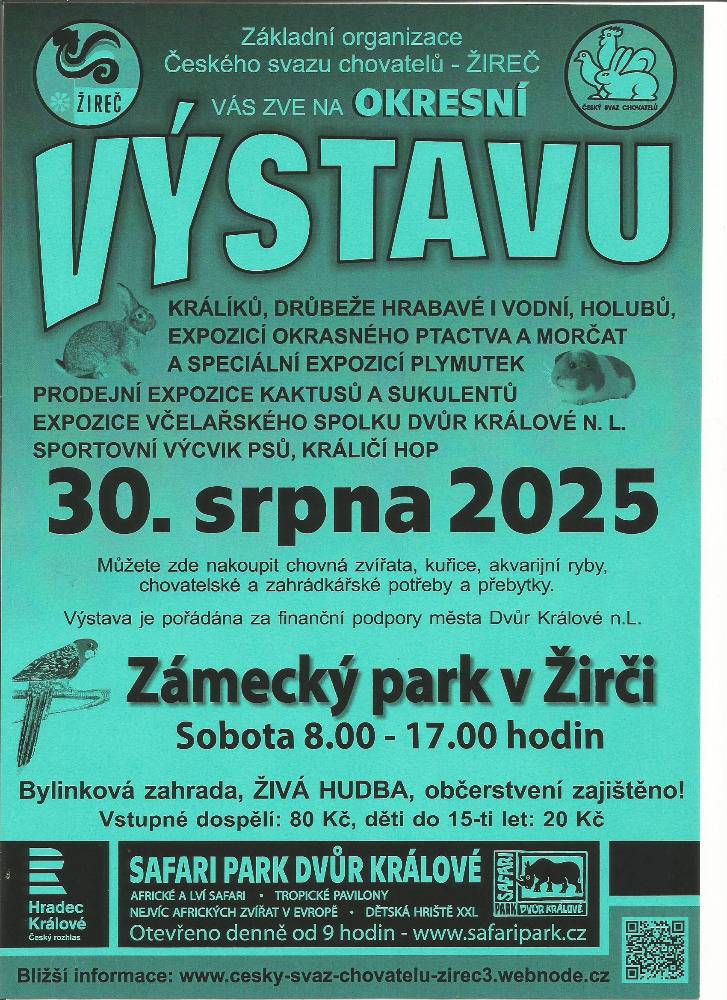 OKRESNÍ VÝSTAVA KRÁLÍKŮ, DRŮBEŽE, HOLUBŮ, OKRASNÉHO PTACTVA A MORČAT