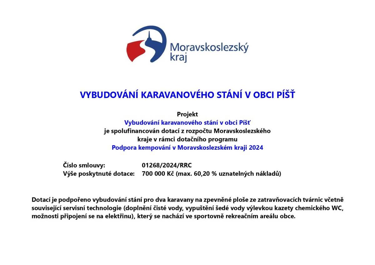 Vybudování karavanového stání v obci Píšť