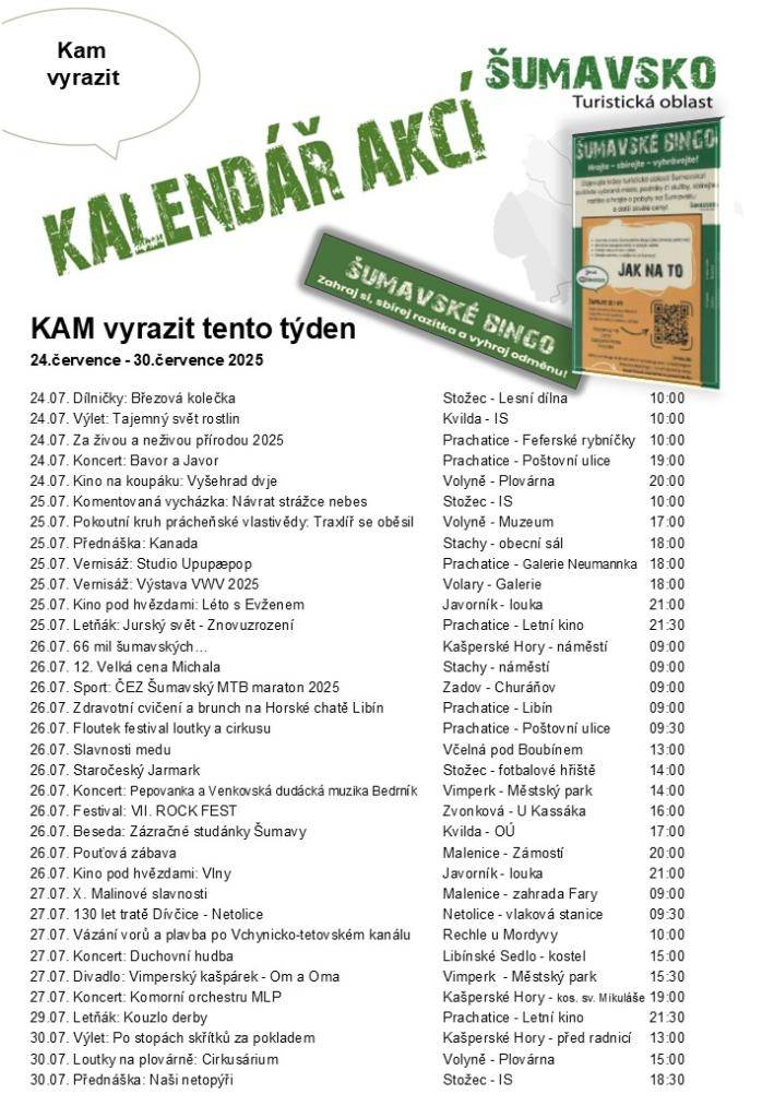 Kalendář akcí pro 30. týden 2025