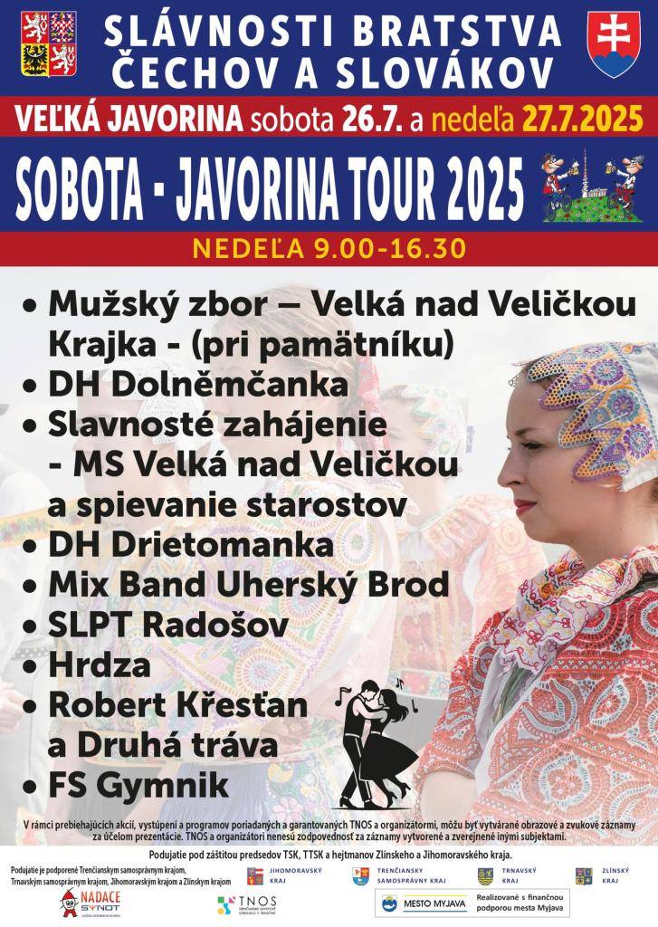 V sobotu 26. a najmä v nedeľu 27. júla 2025 sa na Veľkej Javorine opäť uskutočnia Slávnosti bratstva Čechov a Slovákov.