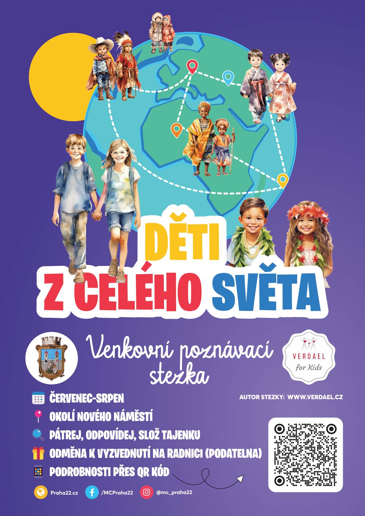 Zveme malé i velké na venkovní stezku kolem Nového náměstí, která vás provede světem dětských her, zvyků a radostí z různých koutů planety.   🗓️ Kdy: Do 31. srpna 📍 Kde: Trasa povede přes Nové náměstí u radnice, park u Cukrovarského rybníku, podél panelových domů, workoutového hřiště za DPS II., kolem muzea a jídelny zpět k radnici. Celkem navštívíte 16 zemí 🌏 ❓ Pro koho: Pro celou rodinu, malé i velké dobrodruhy   Vyzvedněte si u radnice herní kartu a můžete vyrazit na dobrodružnou cestu kolem světa – přímo u nás v Uhříněvsi 😎 K luštění je potřeba tužka – tu si vezměte vlastní, nebo si můžete půjčit naši, jen ji nezapomeňte opět vrátit ☝🏻😉   💡 Co se na stezce dozvíte?   ☀️ Můžete si vyluštit, jak se v jazyce určité země říká dětem. ☀️ Dozvíte se také nějaké informace o tom, jak to mají děti se školou, jaké hrají tradiční hry a co v dané zemi jedí za typické jídlo. ☀️ Starší děti mohou zkusit prokázat své znalosti o cizích zemích a pokusit se vyluštit naši tajenku. ☀️ Správnou odpověď vždy zapište pod symbol vlajky dané země v zápisovém archu.   Přijďte si hrát, objevovat – a nezapomeňte na odměnu, kterou si každý luštitel může vyzvednout před podatelnou na radnici. 🎁   Stezka je bez nutnosti registrace a zdarma.   Více o stezce najdete na webu Prahy 22 přímo zde: https://www.praha22.cz/volny-cas/prehled-akci-1/venkovni-stezka-deti-z-celeho-sveta-6988_3116cs.html
