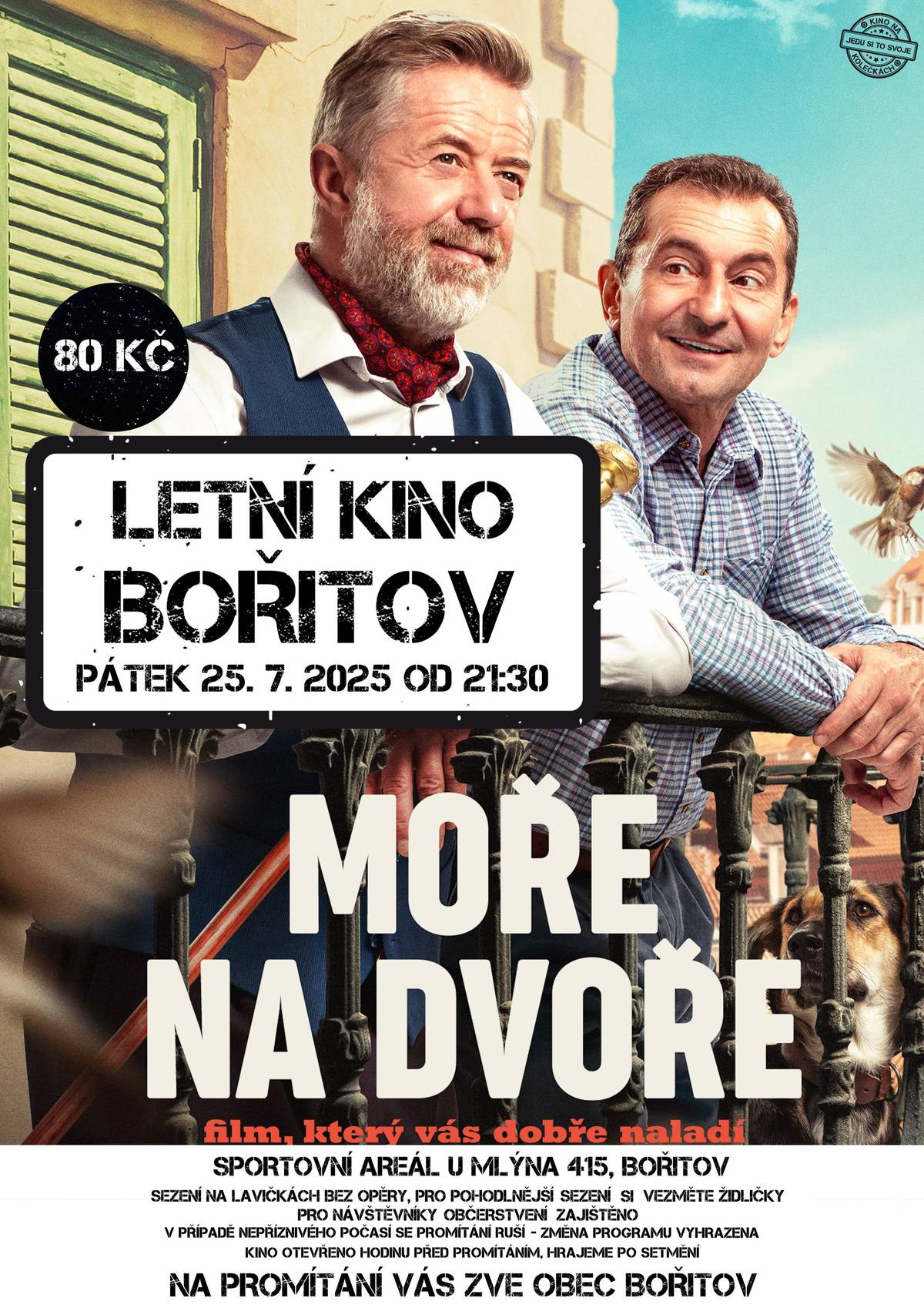 Letní kino - pátek 25.7.2025 Kulturní komise srdečně zve do letního kina na českou komedii Moře na dvoře. Promítat se bude v pátek 25. července 2025 ve 21,30 hod ve sportovním areálu U Mlýna.  Vstupné: 80,- Kč. Kino na kolečkách je mobilní kino, film se promítá na klasické promítací plátno. Na sednutí budou připravené lavice bez opěrky, lze si přinést i svoji židli. Občerstvení zajištěno. Těšíme se na vaši účast!   Od 28.7.-12.8.2025 čerpá MUDr. Ryzí v ordinaci PLDD v Černé Hoře dovolenou.  Zástup v akutních případech MUDr. Miriam Mokrošová na dětském středisku v Lysicích, Komenského 429 v pondělí od 13 do 15 hodin, ostatní dny od 7 do 10 hodin. Na vyšetření je nutné se telefonicky objednat na tel. č. 516 472 132. Vyšetření novorozence domlouvejte prosím na stejném tel. č. 516 472 132.  Ve dnech 21.-22.7. bude v ordinaci přítomna zdravotní sestřička od 9 do 10 hodin.