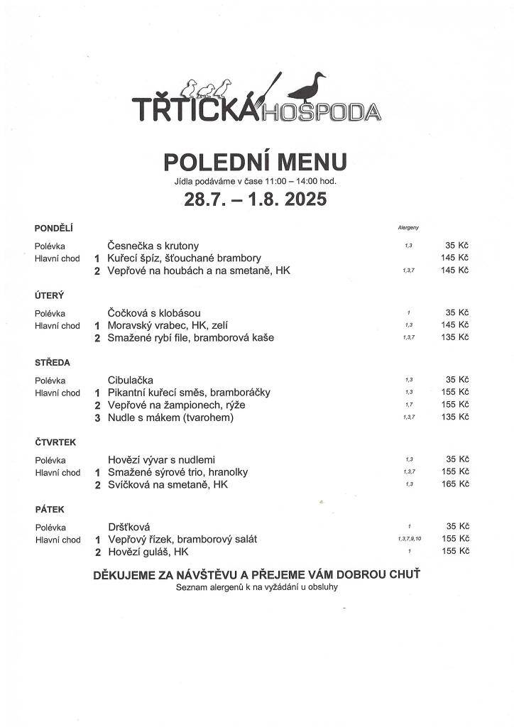 ≈ Polední menu 11:00 - 14:00