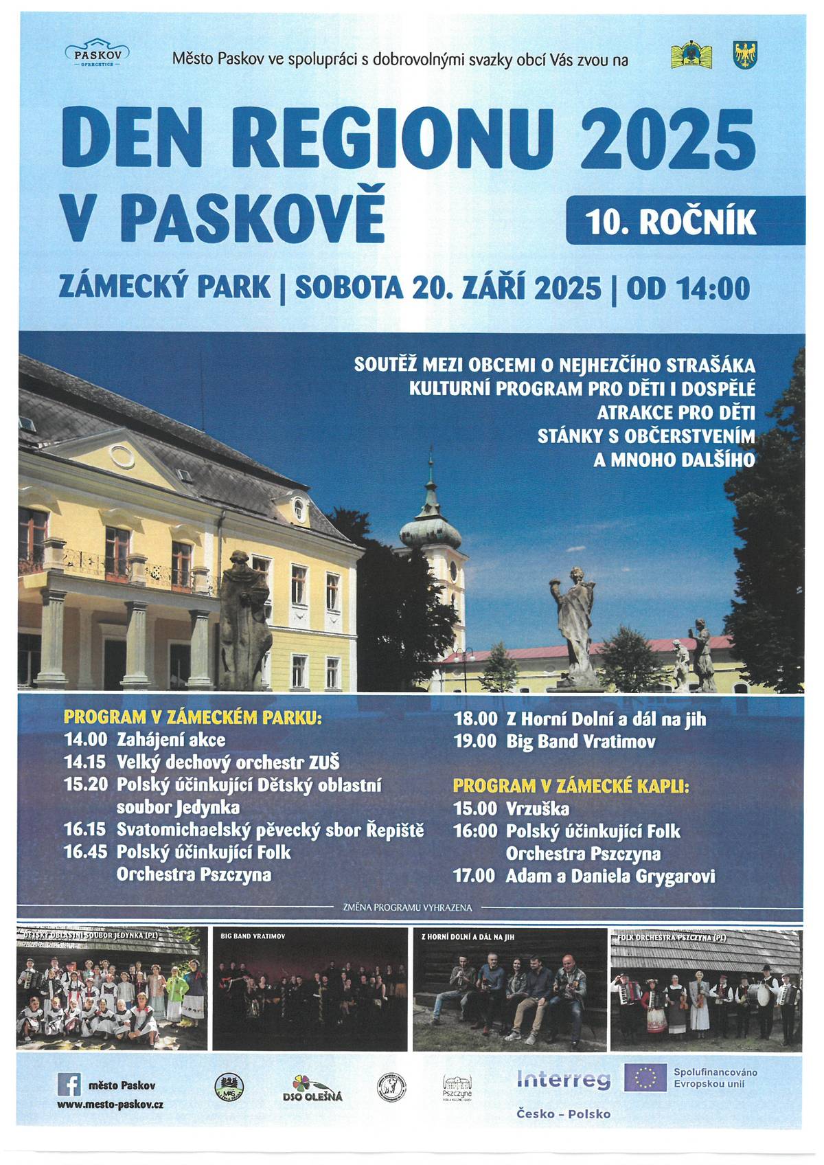 Město Paskov ve spolupráci s dobrovolnými svazky obcí Vás zvou na Den Regionu 2025 - viz plakát.