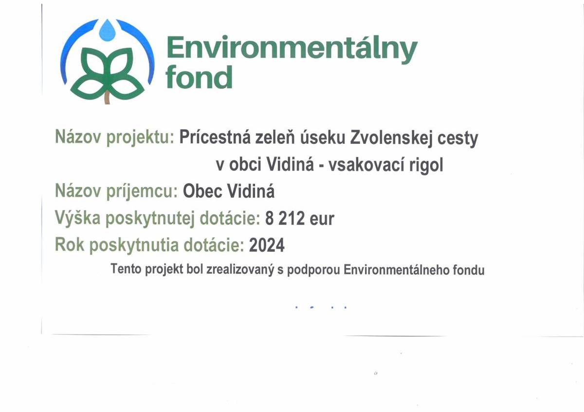 Tento projekt bol zrealizovaný s podporou Environmentálneho fondu