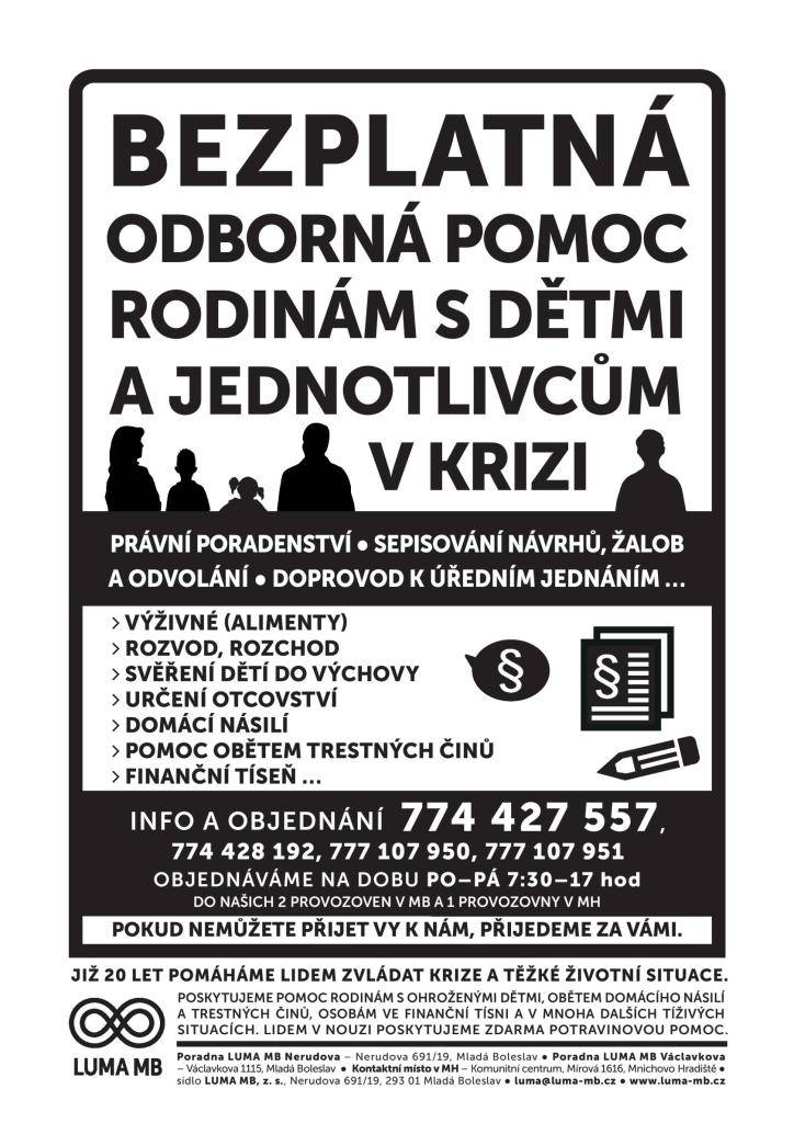 Bezplatná odborná pomoc rodinám s dětmi a lidem v krizi