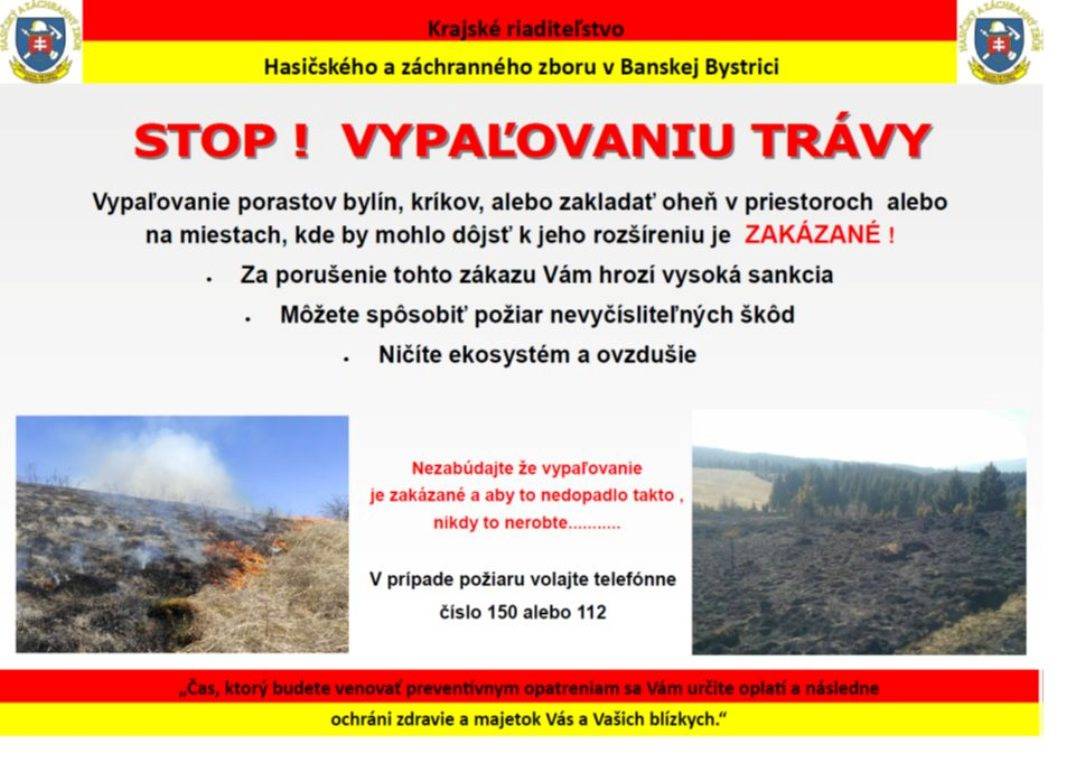 STOP! VYPAĽOVANIU TRÁVY - Informácie