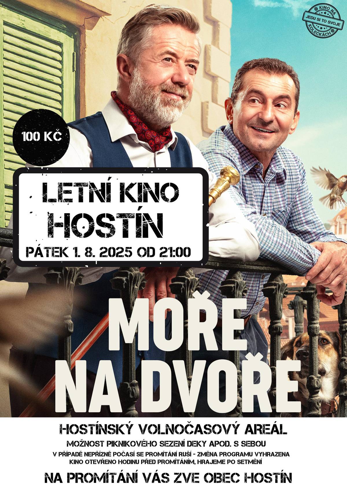 Dobrý den, dovolujeme si vás pozvat na následující akce: 1. Letní kino - tento pátek 1.8.2025 od cca 21 hod - MOŘE NA DVOŘE - ve volnočasovém areálu Hostín, občerstvení zajištěno. více k filmu najdete zde: https://www.csfd.cz/film/1620685-more-na-dvore/prehled/   2. MÚ Mělník připravil přednášku pro seniory, kteří se chtějí lépe orientovat v digitálním světě a bazpečně používat internet.  Přednáška se koná 4.9.25 v Centru sociálních služeb na Mělníku a je zdarma. Přihlášky u p. Kroupové tel. 315635328, detailní informace naleznete v příloze.   3. Tradiční letní koncert v parku se uskuteční ve čtvrtek 21.8.2025. Těšit se můžete na hostínskou kapelu JehoStín a také na Elán revival a Teri&The Sights