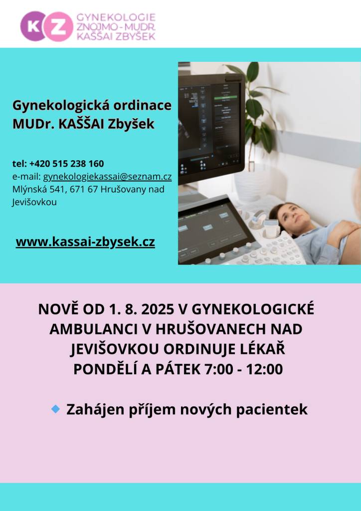 Ženský lékař MUDr. Kaššai oznamuje, že v pátek 1. srpna 2025 nebude v ordinaci v Hrušovanech nad Jevišovkou ordinovat.  Od 4. srpna 2025 bude ordinace v Hrušovanech nad Jev. otevřena v pondělí a pátek.