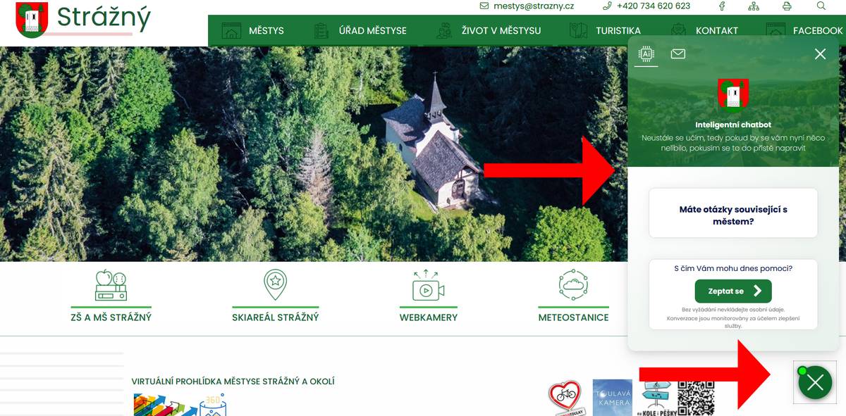 Městys Strážný využil nabídku firmy Chatbot Chetty s.r.o. a nasadil chatbot na svůj web. Pomáhá tápajícím návštěvníkům rychle najít, co na webu hledají. S Chettym se jednoduše zeptají ve svém jazyce – a systém jim okamžitě doručí odpovědi.