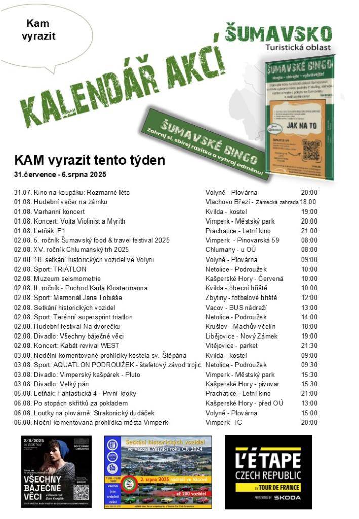 Kalendář akcí pro 31. týden 2025