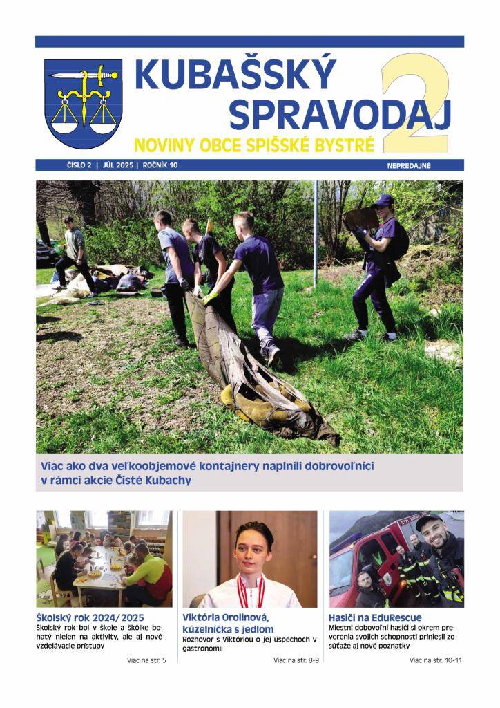 Druhé tohtoročné vydanie novín Kubašský spravodaj v roku 2025 nájdete už vo svojich schránkach, pozrieť si ho môžete už aj online.