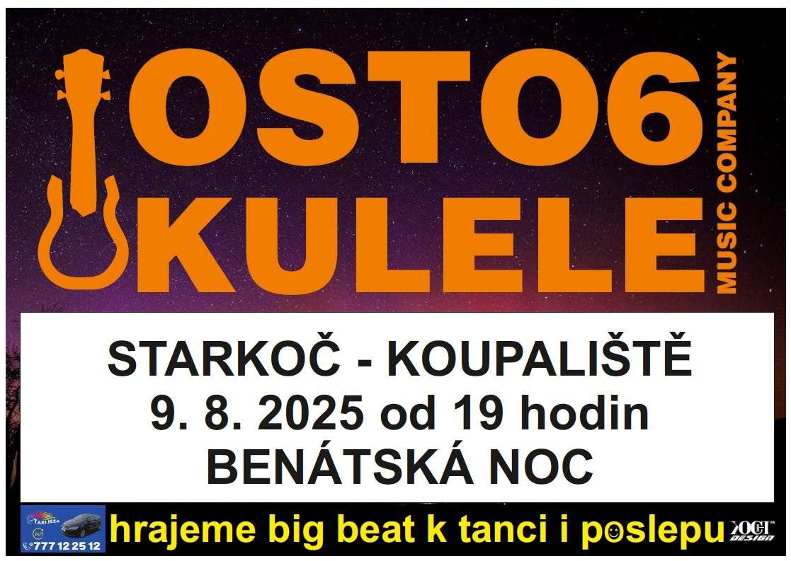 Sobota 9.8.2025 od 19 hodin Starkoč koupaliště
