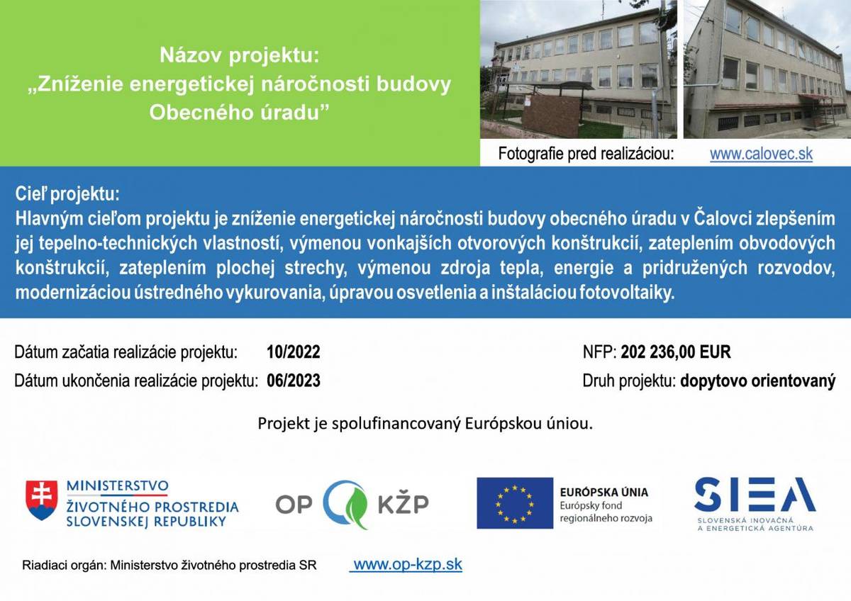 Zníženie energetickej náročnosti Obecného úradu