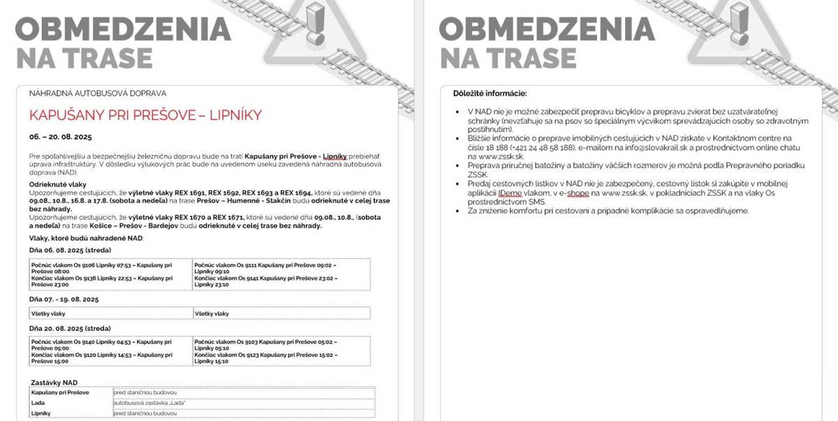 Výluka Kapušany pri Prešove - Lipníky