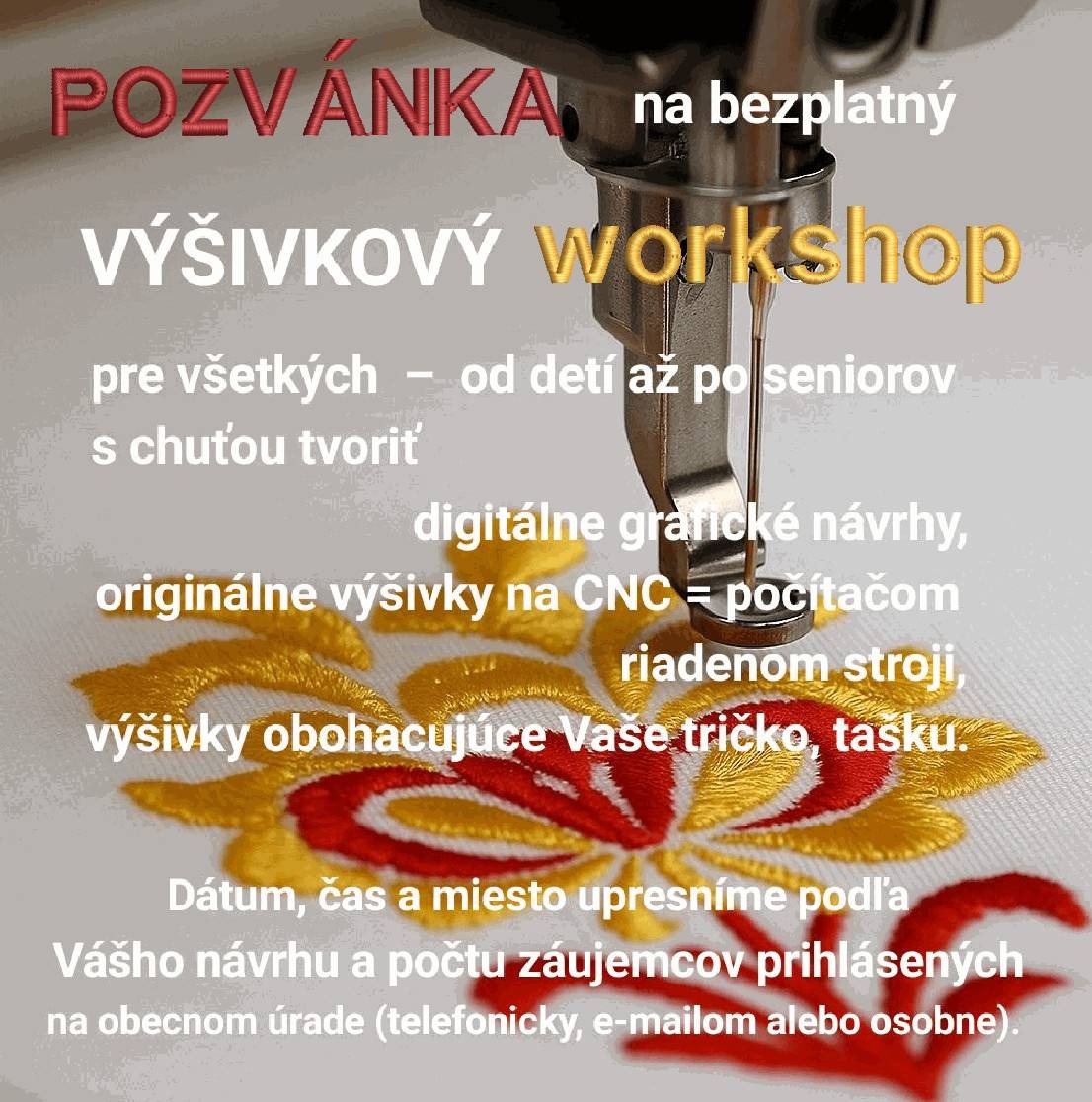 Výšivkový Workshop zdarma