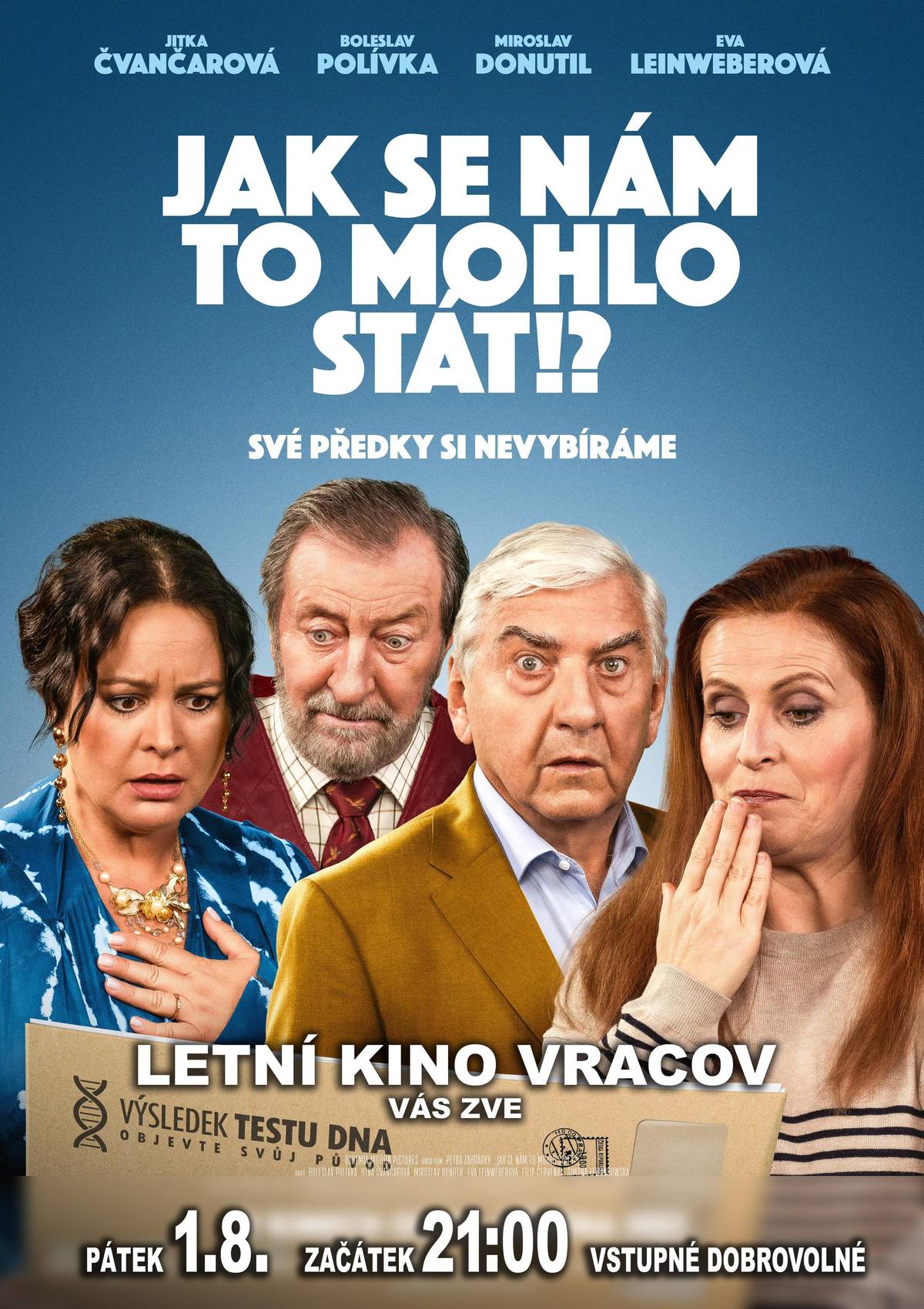 Letní kino Vracov - 1. 8. 2025 MKK Vracov Vás zve do letního kina na náměstí Míru na parkovišti naproti radnice, a to v pátek 1. 8. 2025 od 21.00. Promítat budeme novou českou komedii Jak se nám to mohlo stát!?. Občerstvení je zajištěno. Campingové židličky s sebou. Vstupné je dobrovolné.   Otevřené víkendové letní sklepy Vinaři ze spolku Vracovští vinaři si pro Vás letos opět připravili Otevřené letní víkendové sklepy. Každý víkend budete moci navštívit jednoho vinaře přímo u něj ve sklepě. Ochutnáte výborná vína, která si pak budete moci koupit domů. V pátek 1. 8. 2025 a v sobotu 2. 8. 2025 se na Vás těší ve Vinařství Fridrich Vracov ve sklepě č. 44 v ulici Baráky. Vždy od 18.00 - 24.00. A hned další týden 8. a 9. 8. 2025 můžete navštívit Vinařství Pres ve sklepě č. 18 v ulici Baráky.   Provozní den Železnice 600 - 3. 8. 2025 Kolektiv Železnice 600 Vás srdečně zve na svůj provozní den v neděli 3. 8. 2025 od 14.00 do 18.00 v areálu ulice Dubová. Děti se mohou těšit na svezení vláčkem, skákací hrad, houpačky a mnoho dalšího. Občerstvení je zajištěno. Ověření konání akce a více info na www.zeleznice600.cz   Letní kino Vracov - 8. 8. 2025 MKK Vracov Vás zve do letního kina na náměstí Míru na parkovišti naproti radnice, a to v pátek 8. 8. 2025 od 21.00. Promítat budeme novou českou komedii Léto s Evženem. Občerstvení je zajištěno. Campingové židličky s sebou. Vstupné je dobrovolné.