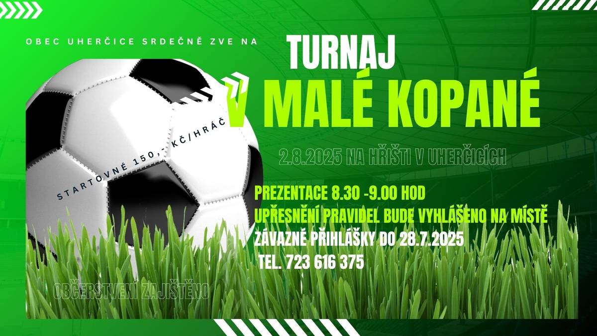 Pozvánka na turnaj v malé kopané