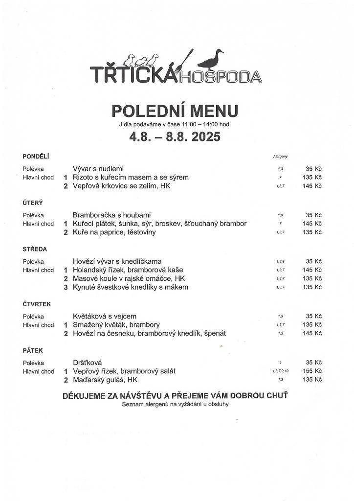 ≈ Polední menu 11:00 - 14:00