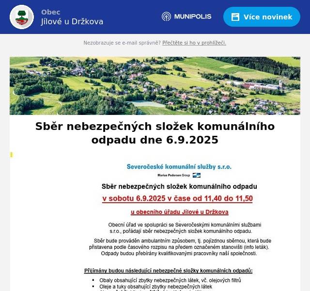 Vzhledem k tomu, že se jedná o svoz nebezpečného odpadu, bude přijímán pouze odpad, který je označen symbolem pro nebezpečný odpad. Odpad typu vodou ředitelné barvy, omítka apod. nespadá do této kategorie. V případě jejich přijetí bude účtován samostatně, neboť není zahrnut do ceníku NSKO.Cena za likvidaci je 3200 Kč/t.