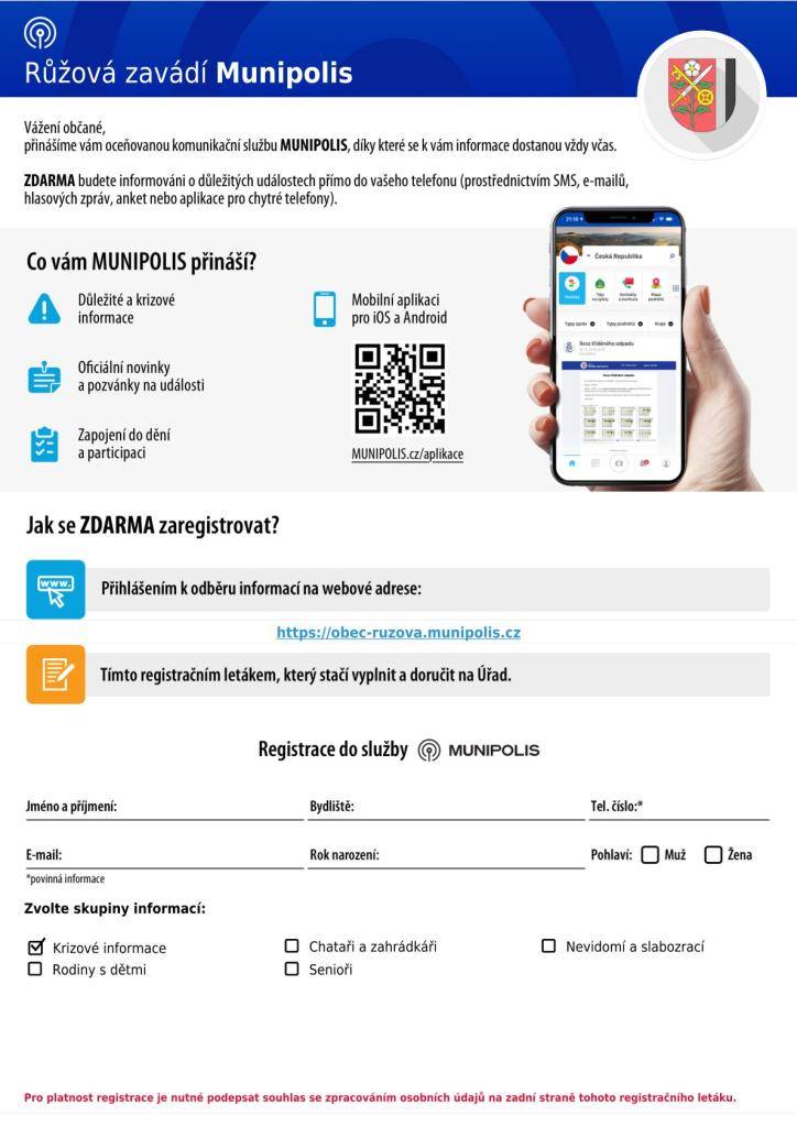 INFOKANÁL brzy nahradí komunikační služba MUNIPOLIS, díky které se k vám informace dostanou vždy včas.