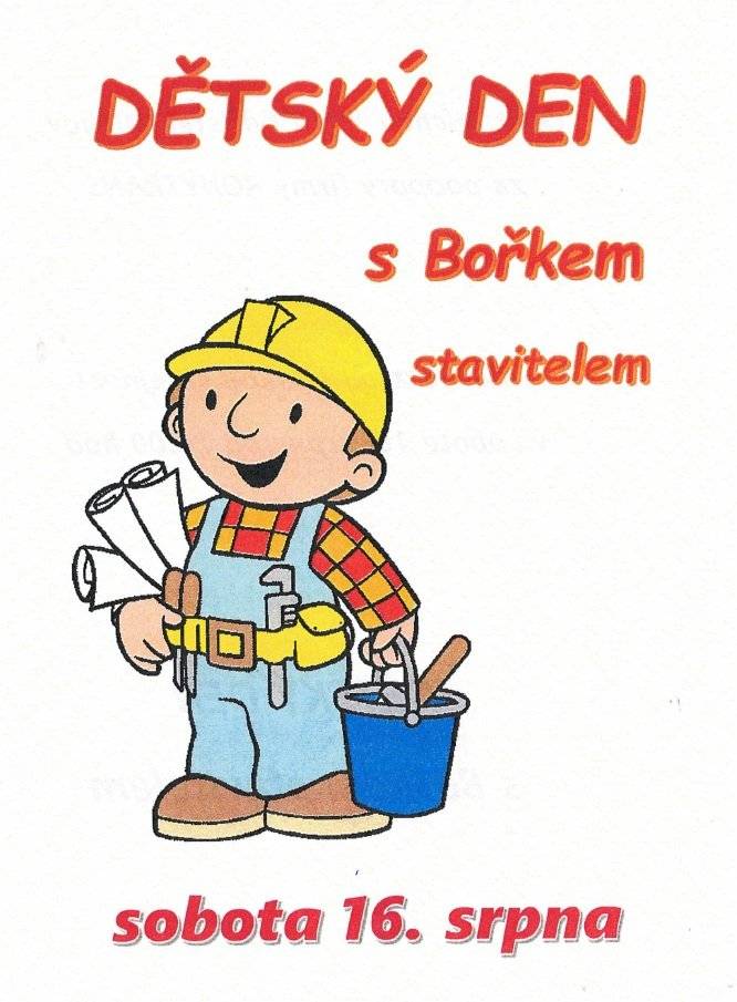 Obec Míchov a Čtyřlístek Míchov za podpory firmy Ronytrans Vás zvou na Dětský den s Bořkem stavitelem. Sobota 16.8.2025 od 14 hod. Další informace jsou na pozvánkách a webu obce Míchov www.obecmichov.cz