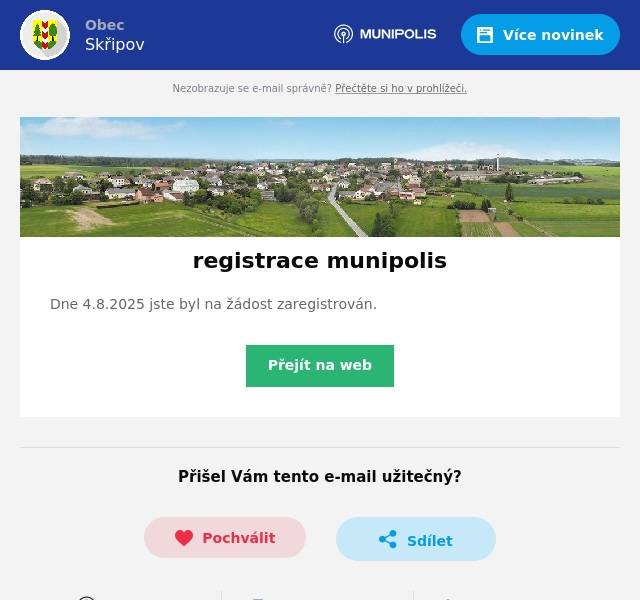 Dne 4.8.2025 jste byl na žádost zaregistrován.