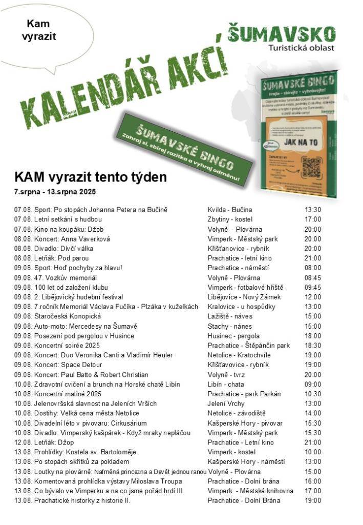 Kalendář akcí pro 32. týden 2025