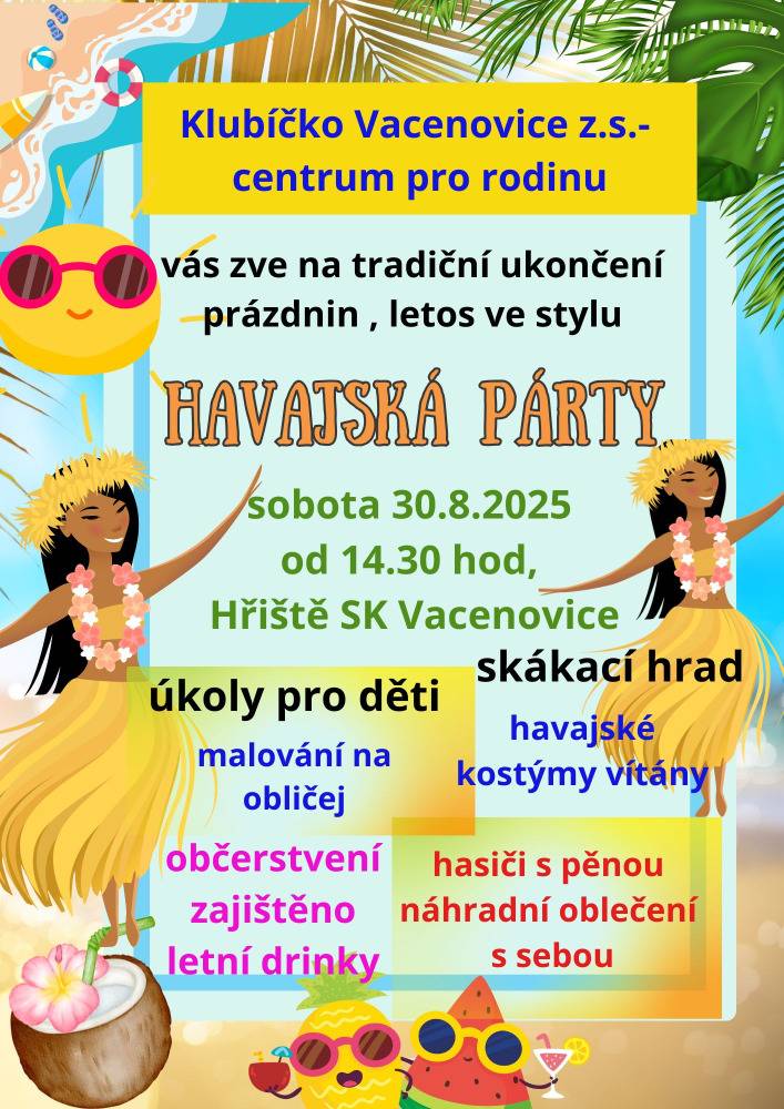 v sobotu 30.8.2025 od 14.30 na hřišti SK Vacenovice