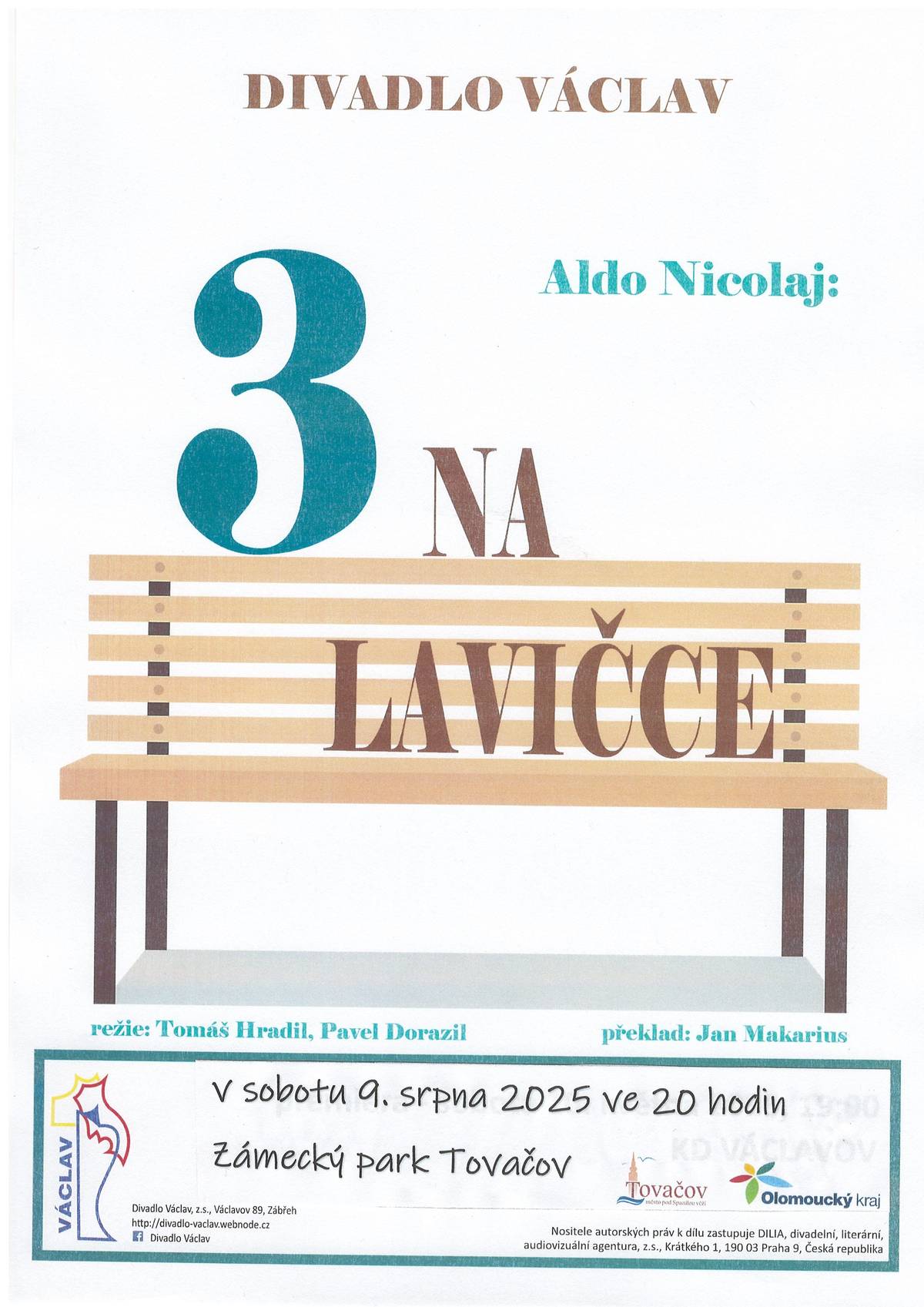 Zveme vás v sobotu 9.8. ve 20h do zámeckého parku na divadelní představení Na lavičce.