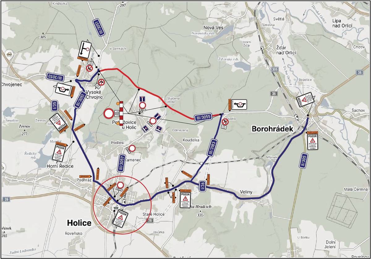 Od pondělí 11. srpna 2025 do neděle 9. listopadu 2025 bude z důvodu rekonstrukce úplně uzavřena silnice III/3055 v úseku hájovna Sedadla Vysoké Chvojno.