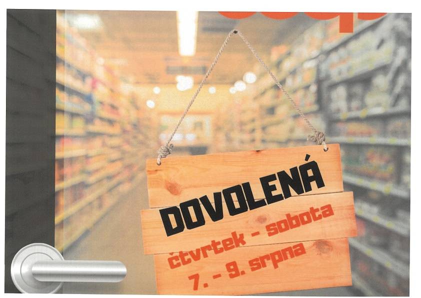 Upozornění pro zákazníky obchodu COOP Míčov - zavřeno z důvodu dovolené ve dnech 7.-9.8.2025