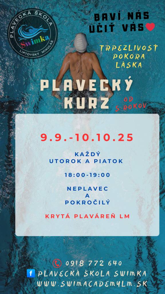 Plavecká škola Swimka - ponúka celoročný alebo jednorazový plavecký kurz pre deti od 3 rokov.