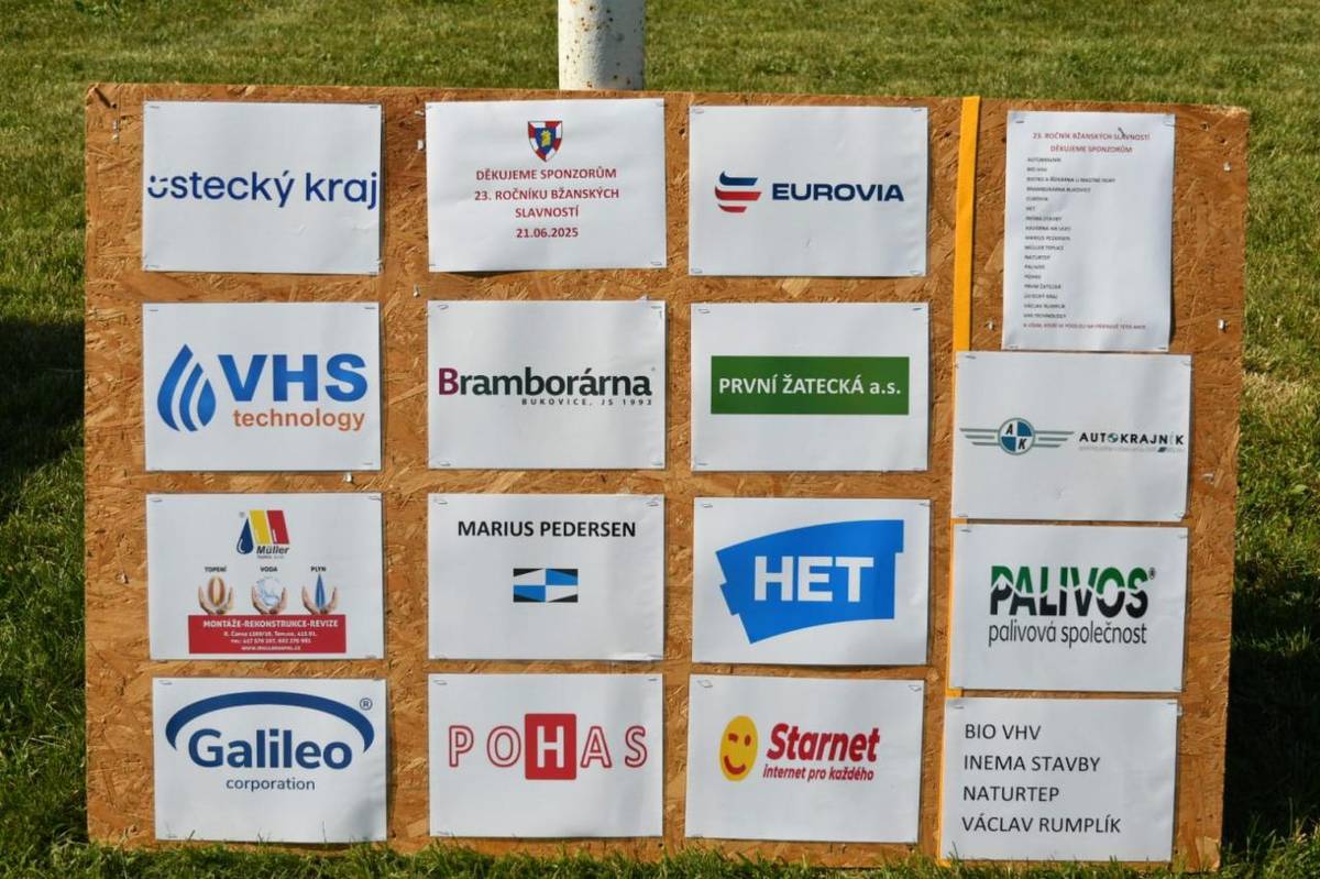 Bžanské slavnosti 2025 se konaly 21. června a byly úspěšné díky sponzorskému daru ve výši 249 000 Kč. Občané a návštěvníci si užili bohatý kulturní program a přátelskou atmosféru.