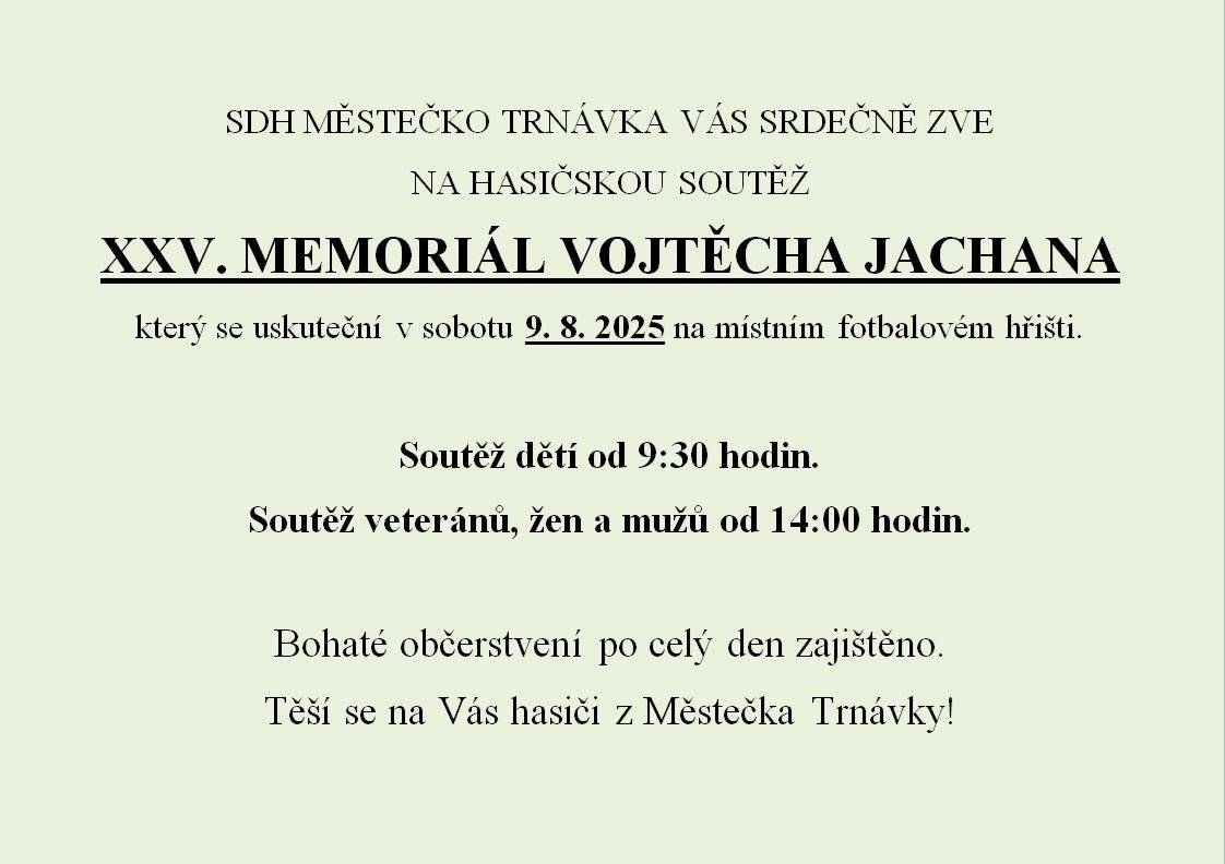 SDH Městečko Trnávka zve na sobotní hasičkou soutěž.