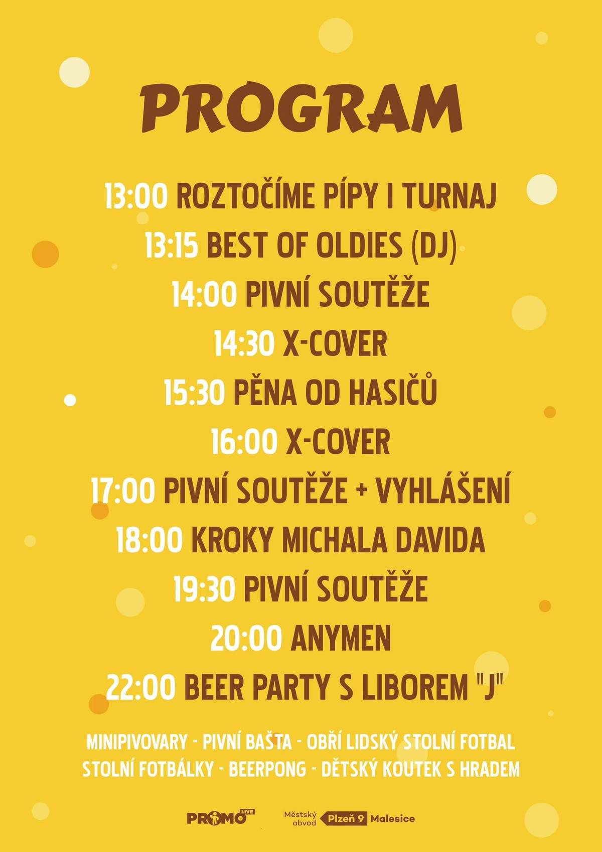Zveme Vás na Malesické škopkování, festival minipivovarů s pop-rockovými koncerty, zábavou pro dospělé i doplňkovým programem pro děti. Sobota 9.srpna od 13.00 hod. v areálu přírodní nádrže Malesice. VSTUP ZDARMA