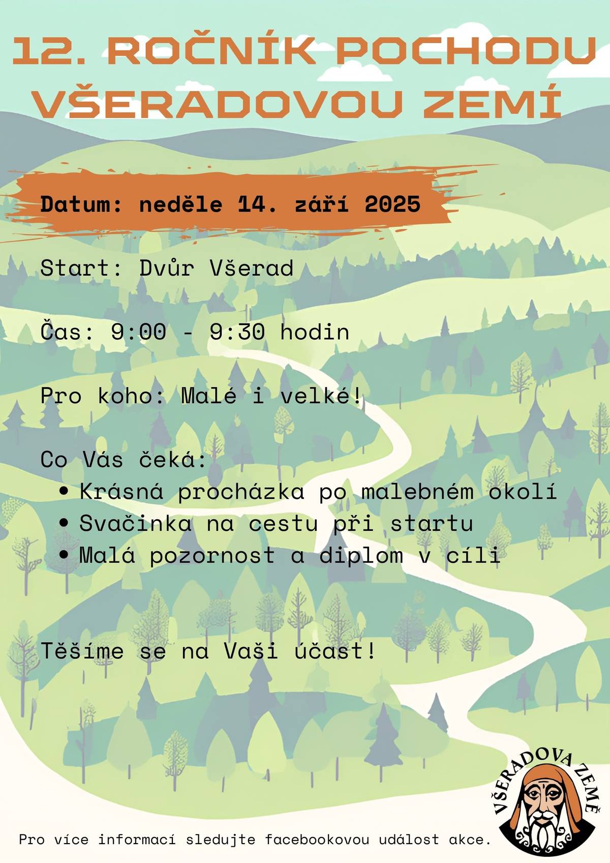 Dvůr Všerad zve malé i velké na 12. ročník Pochodu Všeradovou zemí.  Všichni jsou srdečně zváni.