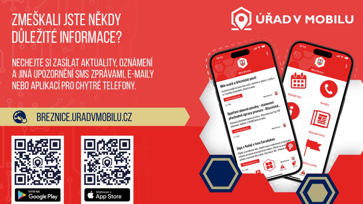 Krátký popis  Město Březnice zavádí novou komunikační službu Úřad v mobilu, která občanům umožní být informováni o aktuálním dění prostřednictvím SMS, e-mailů nebo aplikace. Tato bezplatná služba zahrnuje důležité informace, kulturní a sportovní akce, stejně jako krizová hlášení.