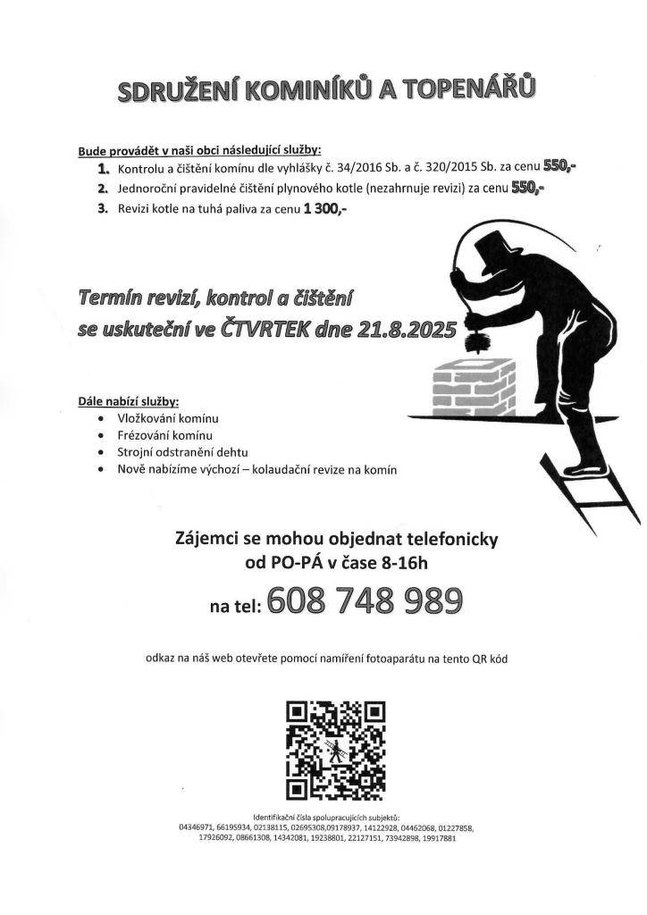 - 21.8.2025.  Podrobné informace naleznete níže.