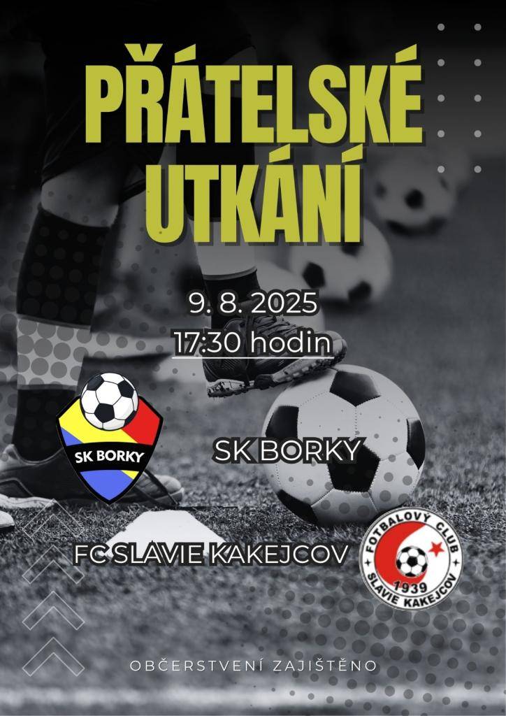 SK Borky vás zve na fotbalové utkání, které se koná 09.08.2025 od 17:30 na hřišti ve Štěnovickém Borku.